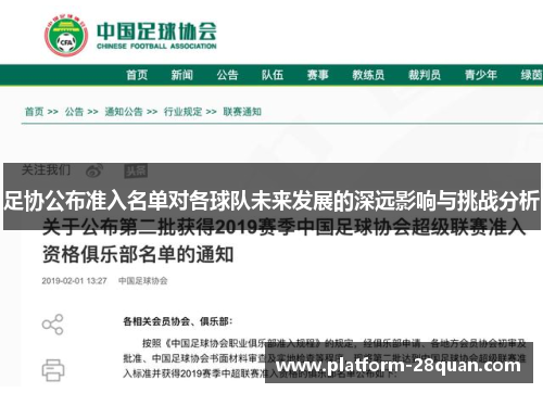 足协公布准入名单对各球队未来发展的深远影响与挑战分析
